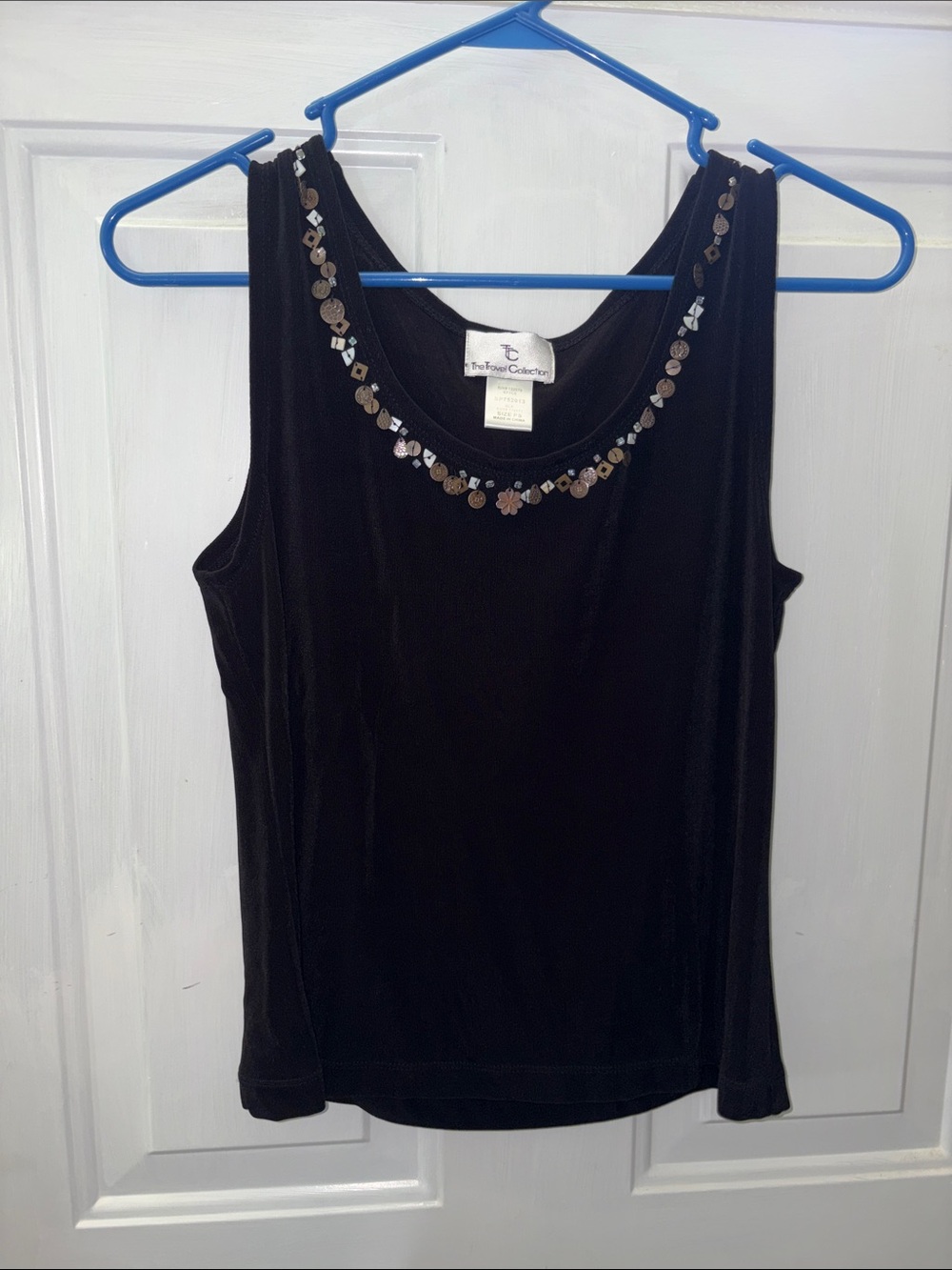 Women's Black Embellished silky Tank Top